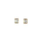 14K Yellow Gold Baguette Stud Earrings