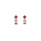 14K Rose Gold Clover Style Latch Back Earrings with 20 Rubies and 10 Diamonds
