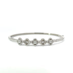 14K White Gold 5 Flower Slide Bangle Bracelet with 172 Diamonds