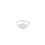 14K White Gold Lab Grown Diamond Ring with Round Brilliant Cut Center Stone and Heart Shaped Side Stones
