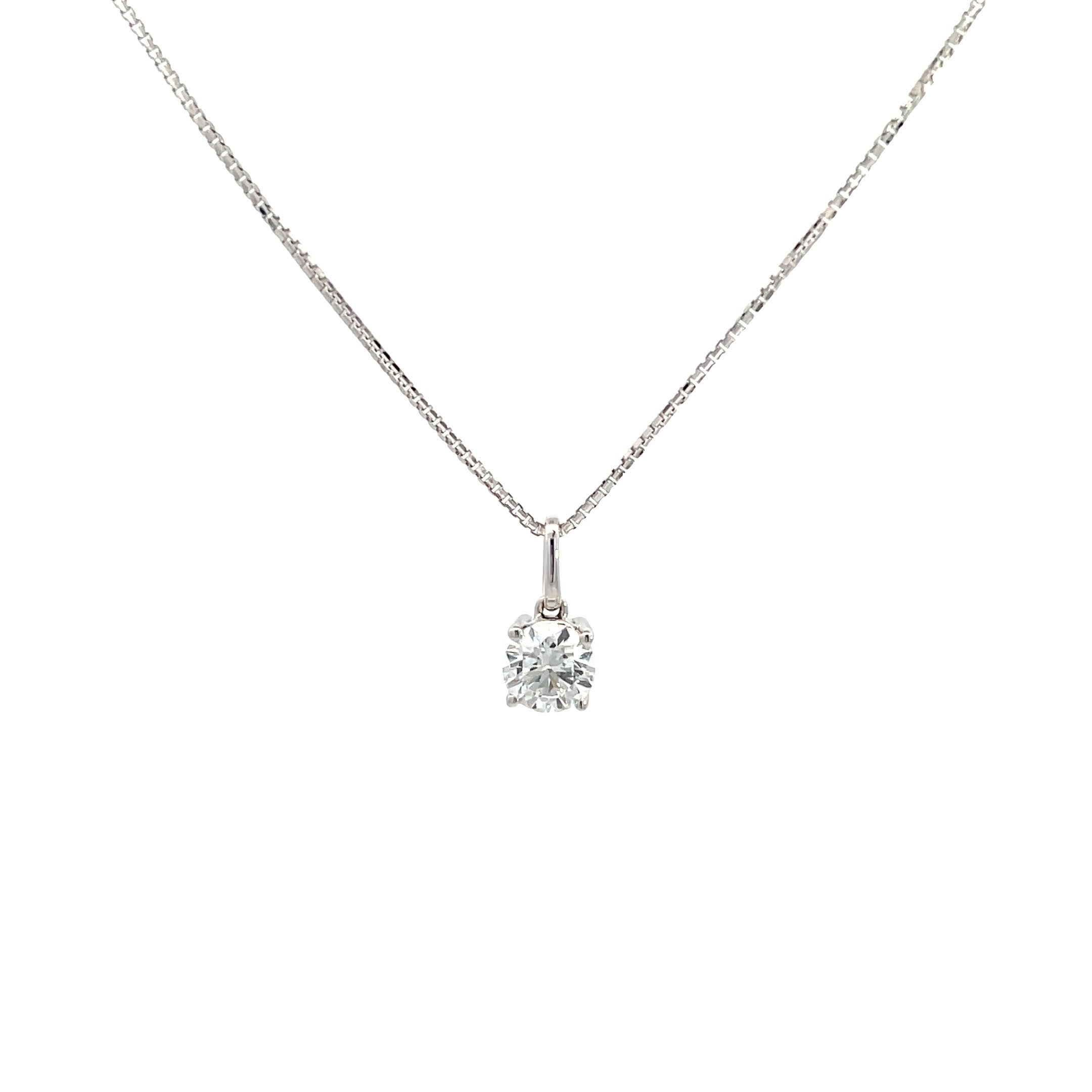 14K White Gold Lab Grown Solitaire Pendant