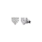 14K White Gold Heart-Shaped Cluster Illusion Stud Earrings with Heart-Shaped Diamond Center