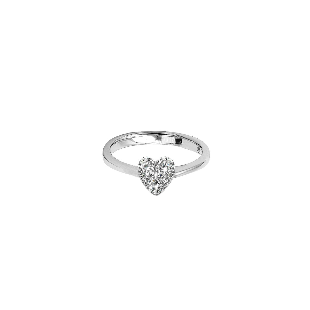 14K White Gold Heart-Shaped Illusion Ring with 6 Diamonds