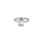 14K White Gold Emerald Cut Illusion Ring with Baguette Cut and Round Brilliant Diamonds