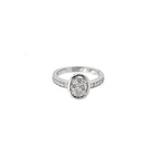 14K White Gold Oval-Shaped Illusion Bezel Set Diamond Ring