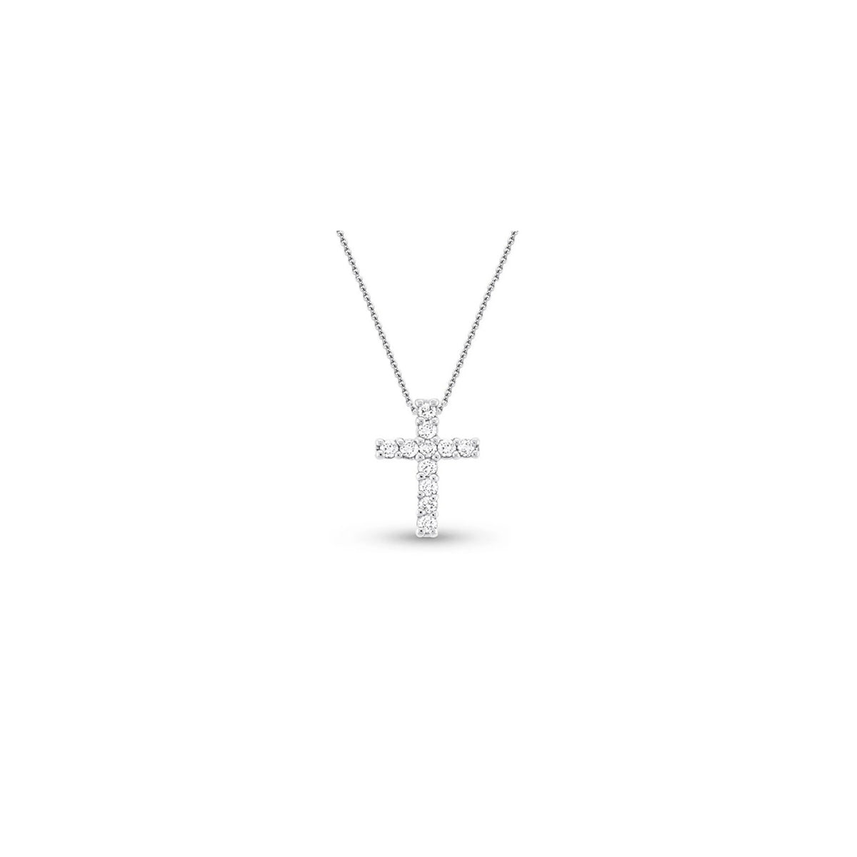 Classic 14K White Gold Diamond Cross Pendant