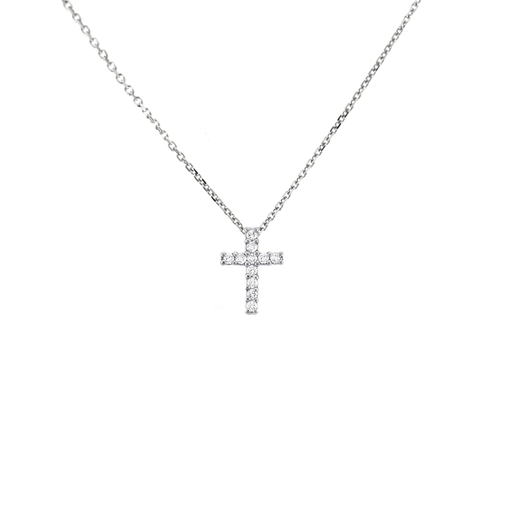 Classic 14K White Gold Diamond Cross Pendant