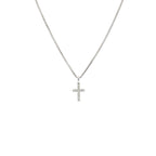 Petite 14K White Gold Diamond Cross Pendant with Bale