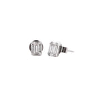 14K White Gold Baguette Stud Earrings