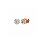 14K Rose Gold Elegant Diamond Stud Earrings with 18 Diamonds
