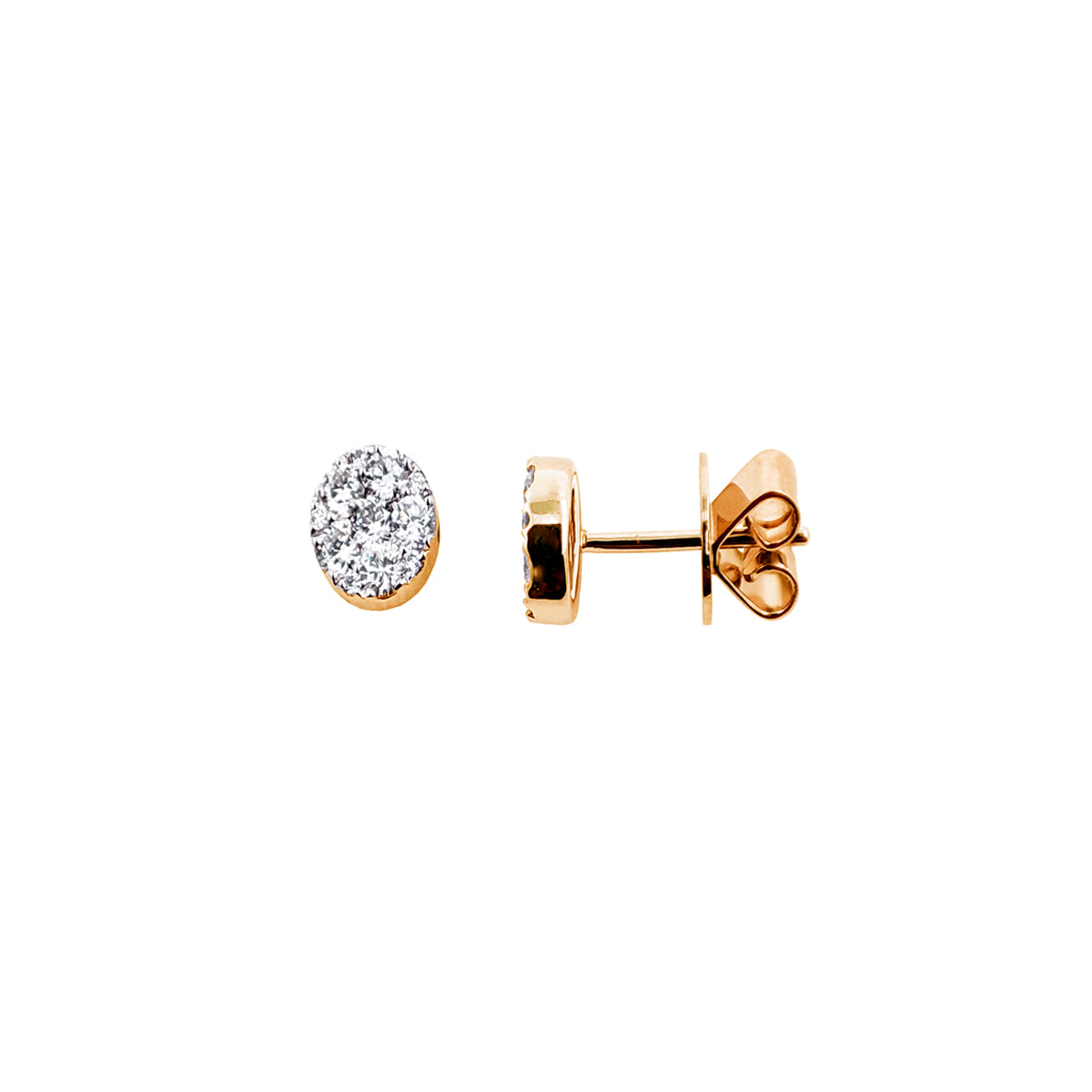 14K Rose Gold Elegant Diamond Stud Earrings with 22 Diamonds