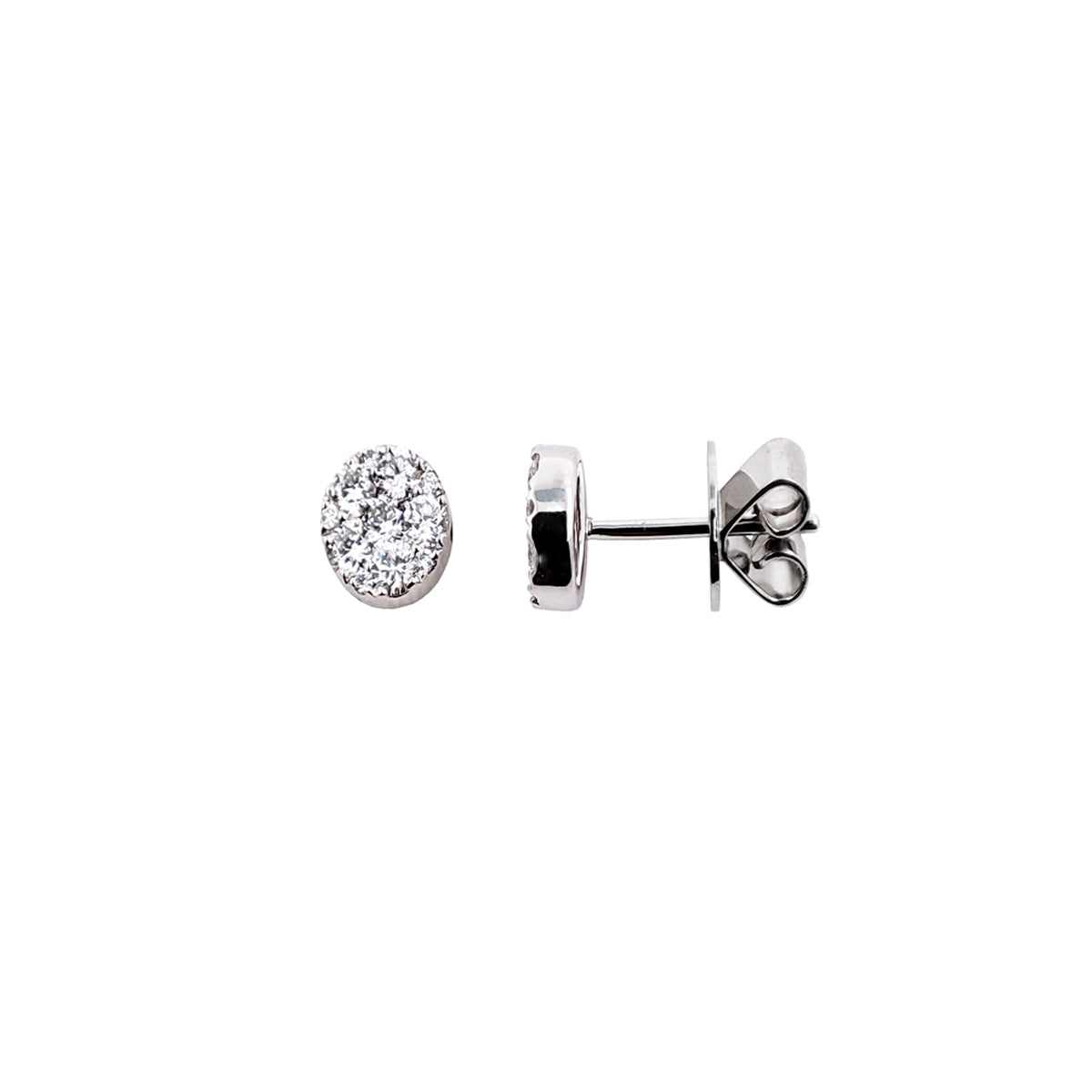 14K White Gold Elegant Diamond Stud Earrings with 22 Diamonds
