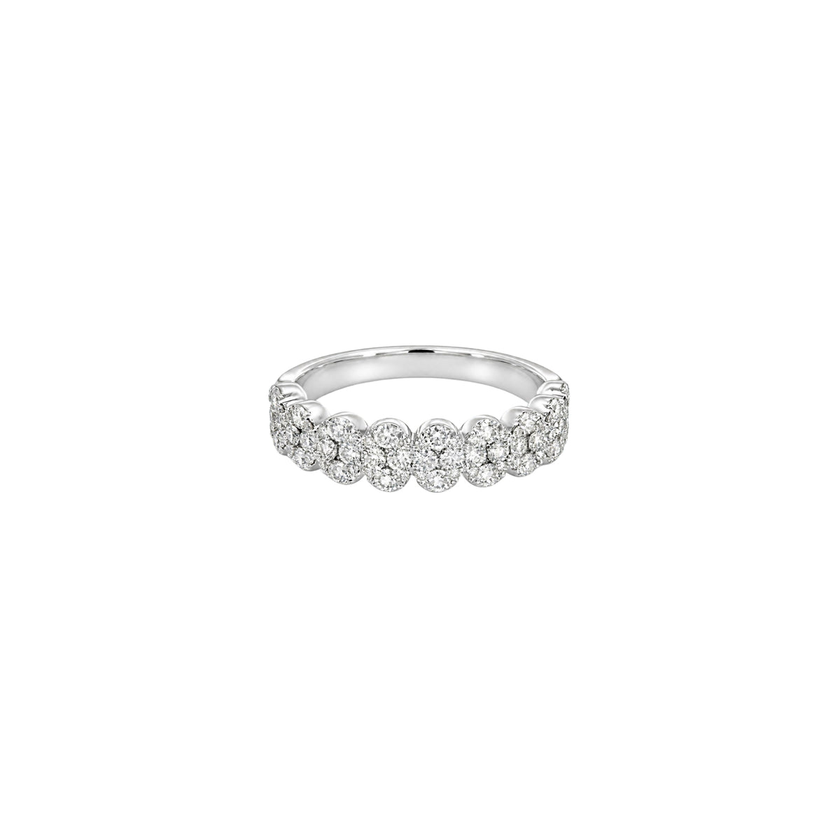 14K White Gold Half-Eternity Ring with 90 Diamonds