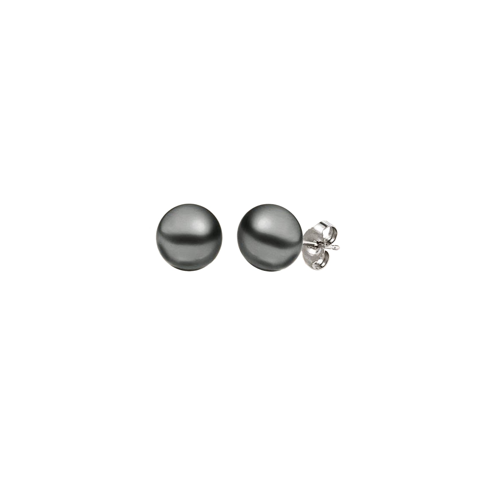 14K White Gold Black Pearl Solitaire Studs