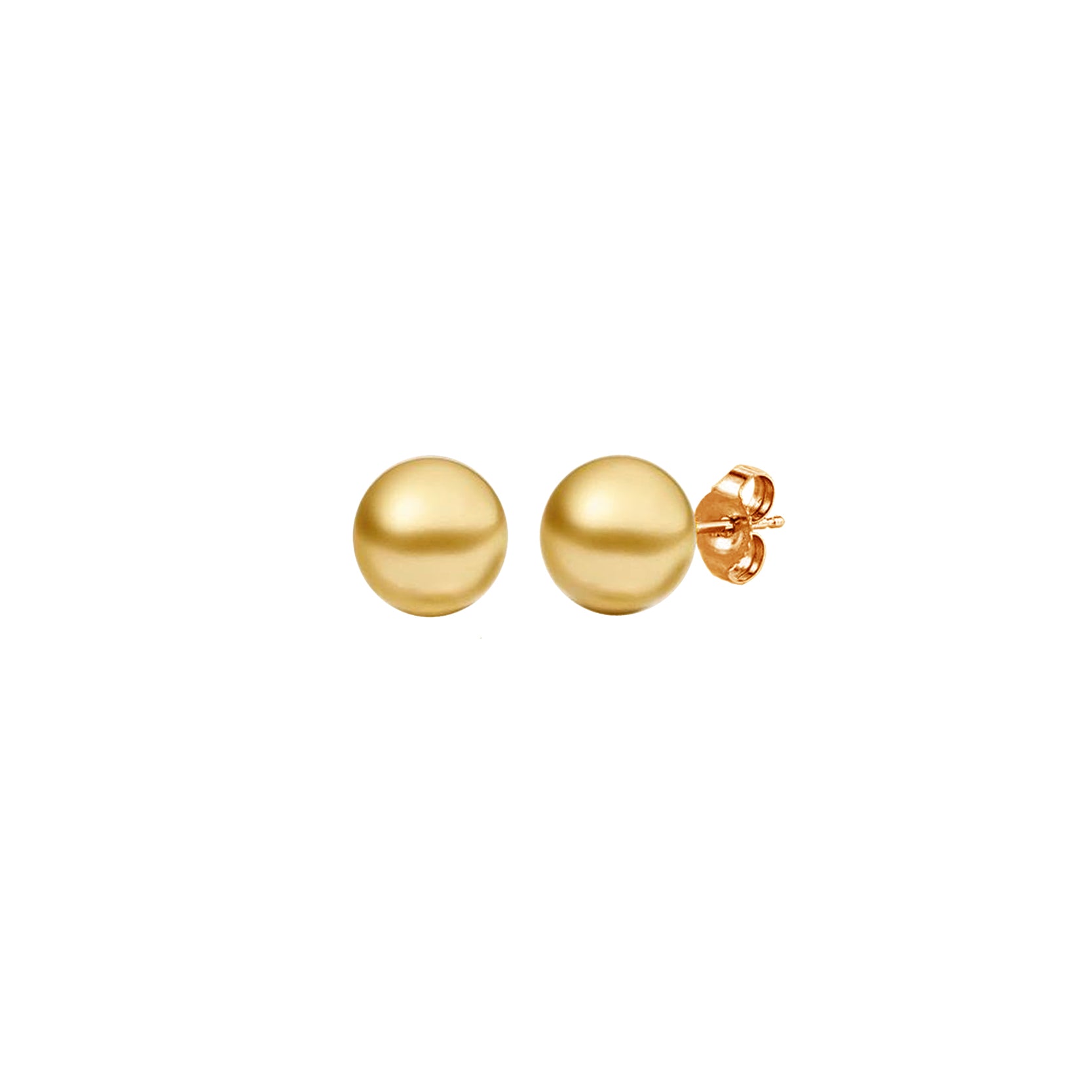14K Rose Gold Golden Pearl Solitaire Studs