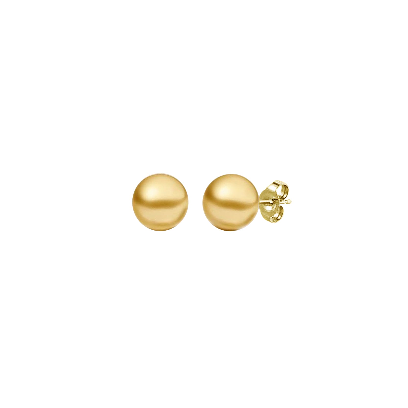 14K Yellow Gold Golden Pearl Solitaire Studs