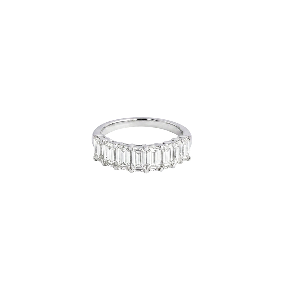 18K White Gold Emerald Cut Half Eternity Diamond Ring