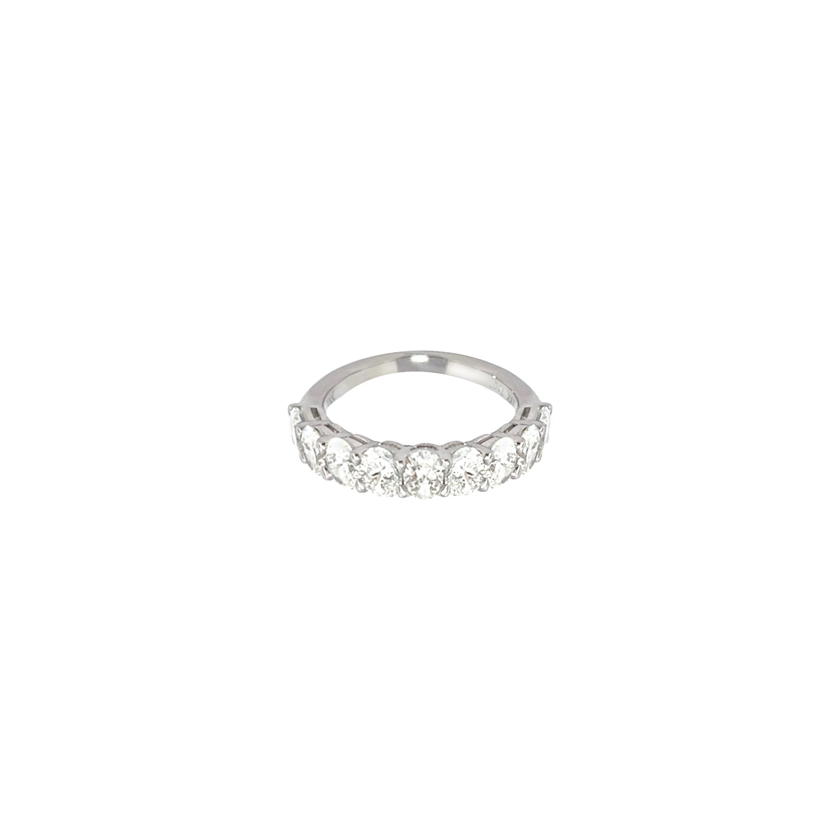18K White Gold Oval Cut Half Eternity Diamond Ring