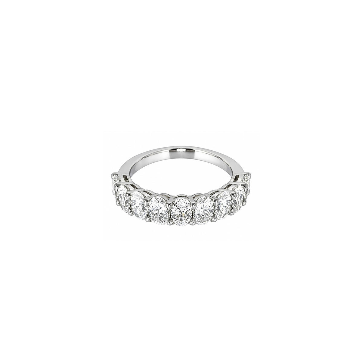 18K White Gold Oval Cut Half Eternity Diamond Ring