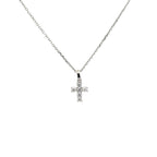 14K White Gold Cross Pendant with Bale and 6 Diamonds
