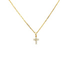14K Yellow Gold Cross Pendant with Bale and 6 Diamonds