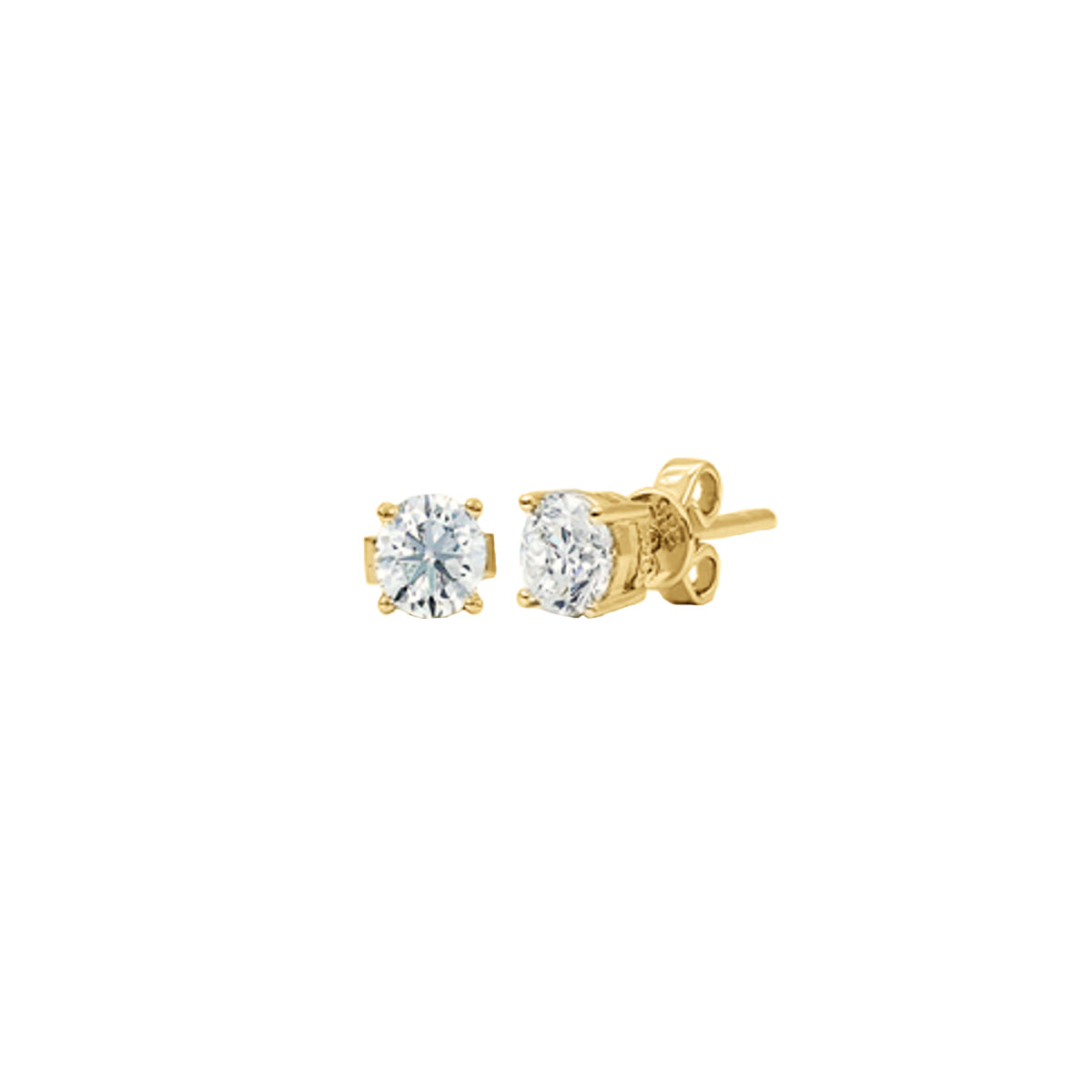 14K Yellow Gold Solitaire Studs