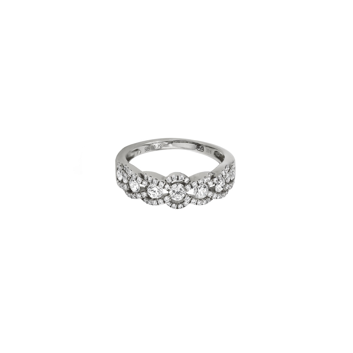 18K White Gold Vintage Style Half Eternity Scalloped Ring