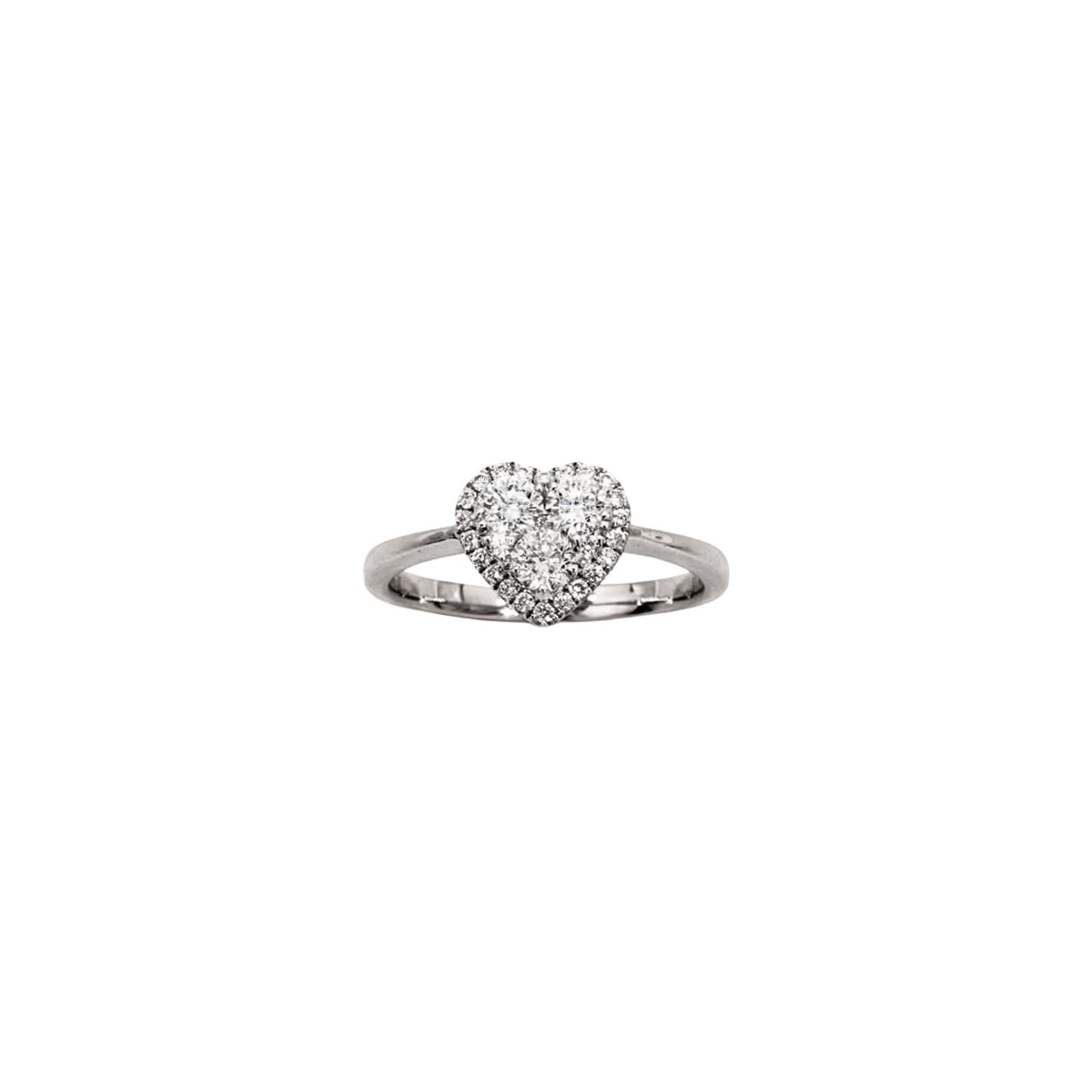 14K White Gold Heart-Shaped Illusion Ring with Diamond Halo
