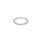14K White Gold Beaded Ring with 5 Diamonds