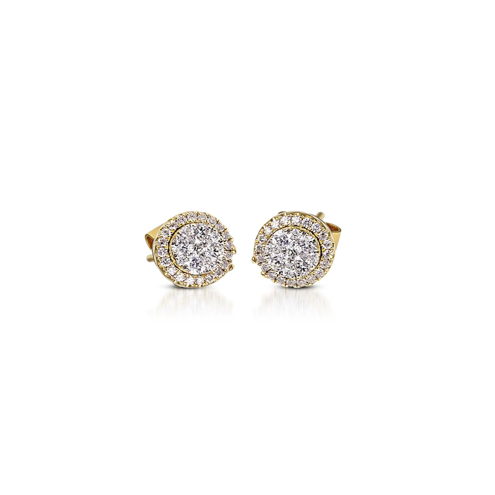 14K Yellow Gold Multi-Way Cluster Illusion Setting Earrings