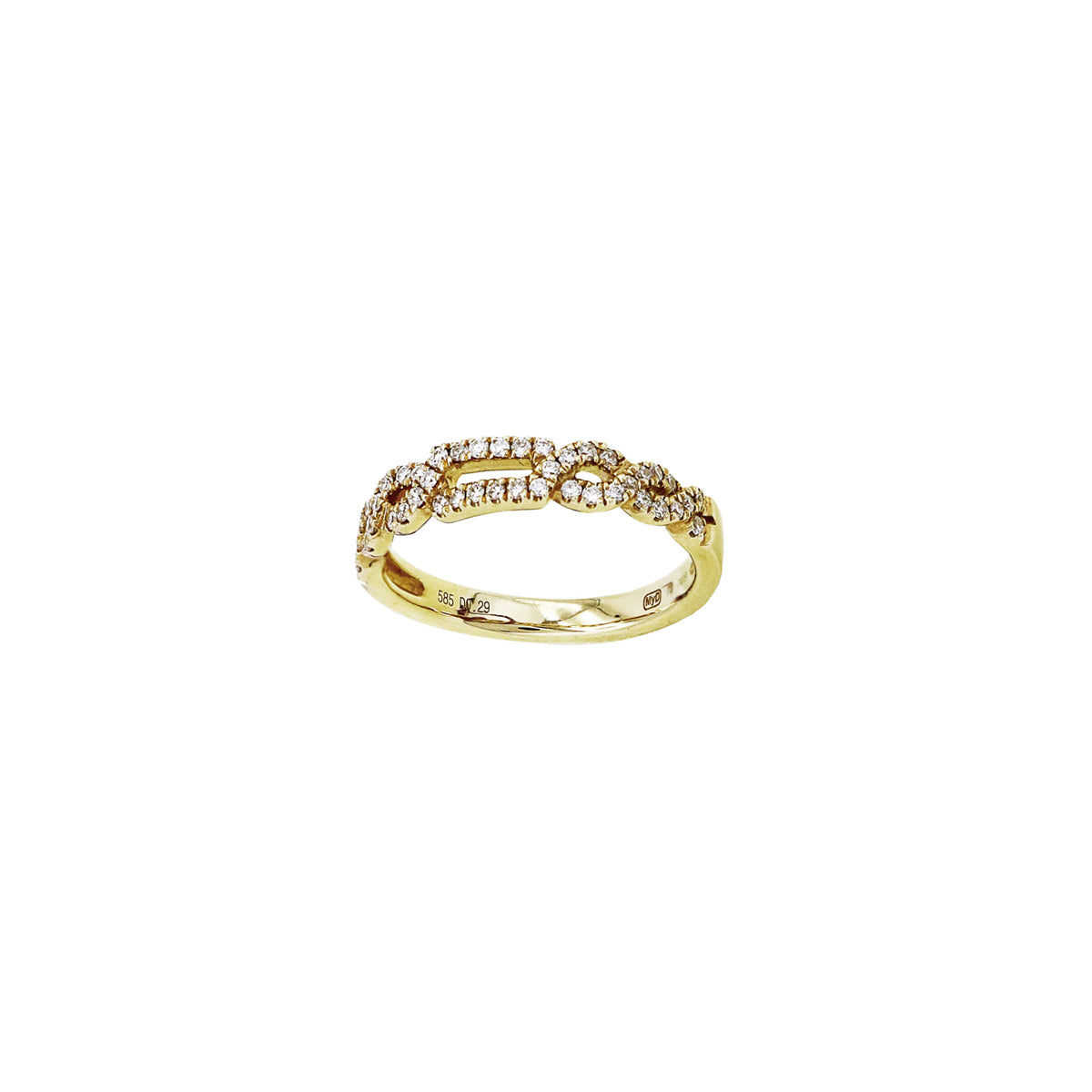 14K Yellow Gold Half Infinity Braided Ring with 46 Diamonds
