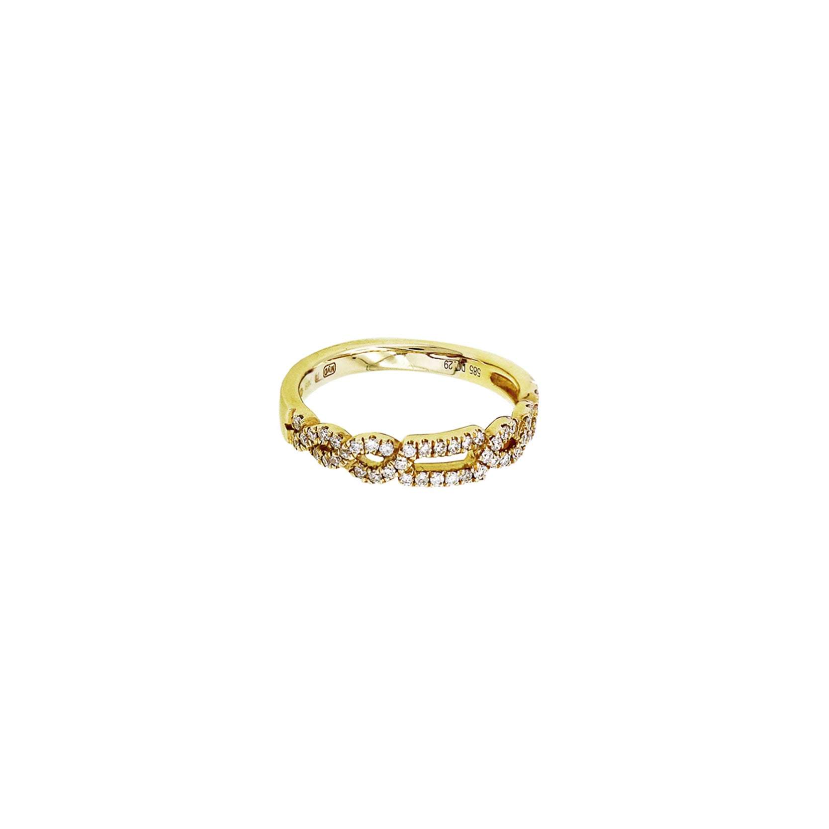 14K Yellow Gold Half Infinity Braided Ring with 46 Diamonds