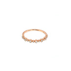 14K Rose Gold Half Eternity Beaded Bezel Set Ring with 13 Diamonds