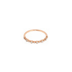 14K Rose Gold Half Eternity Beaded Bezel Set Ring with 13 Diamonds