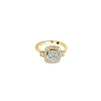 14K Yellow Gold Square Halo Illusion Ring with 33 Diamonds