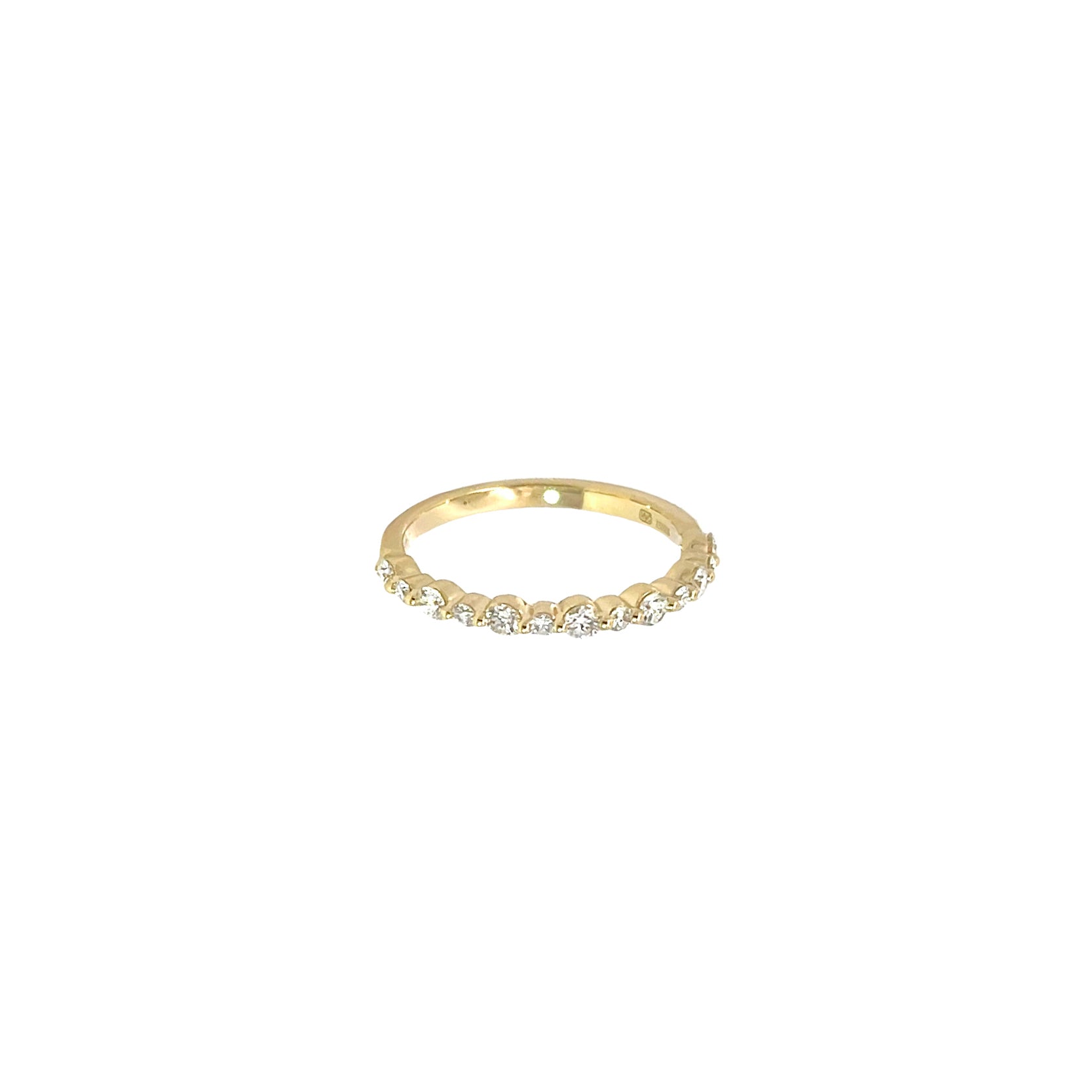 14K Yellow Gold Half Eternity Diamond Ring with Shared Prong Setting