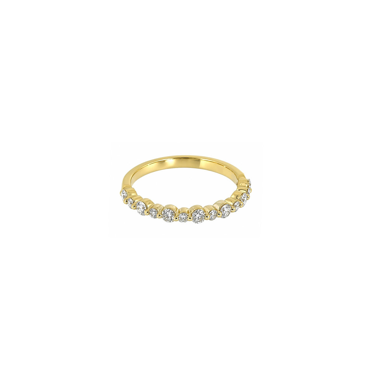 14K Yellow Gold Half Eternity Diamond Ring with Shared Prong Setting