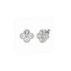14K White Gold Floral Lace Illusion Diamond Stud Earrings