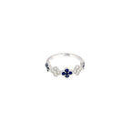 14K White Gold Sapphire and Diamond Clover Cluster Half-Eternity Ring