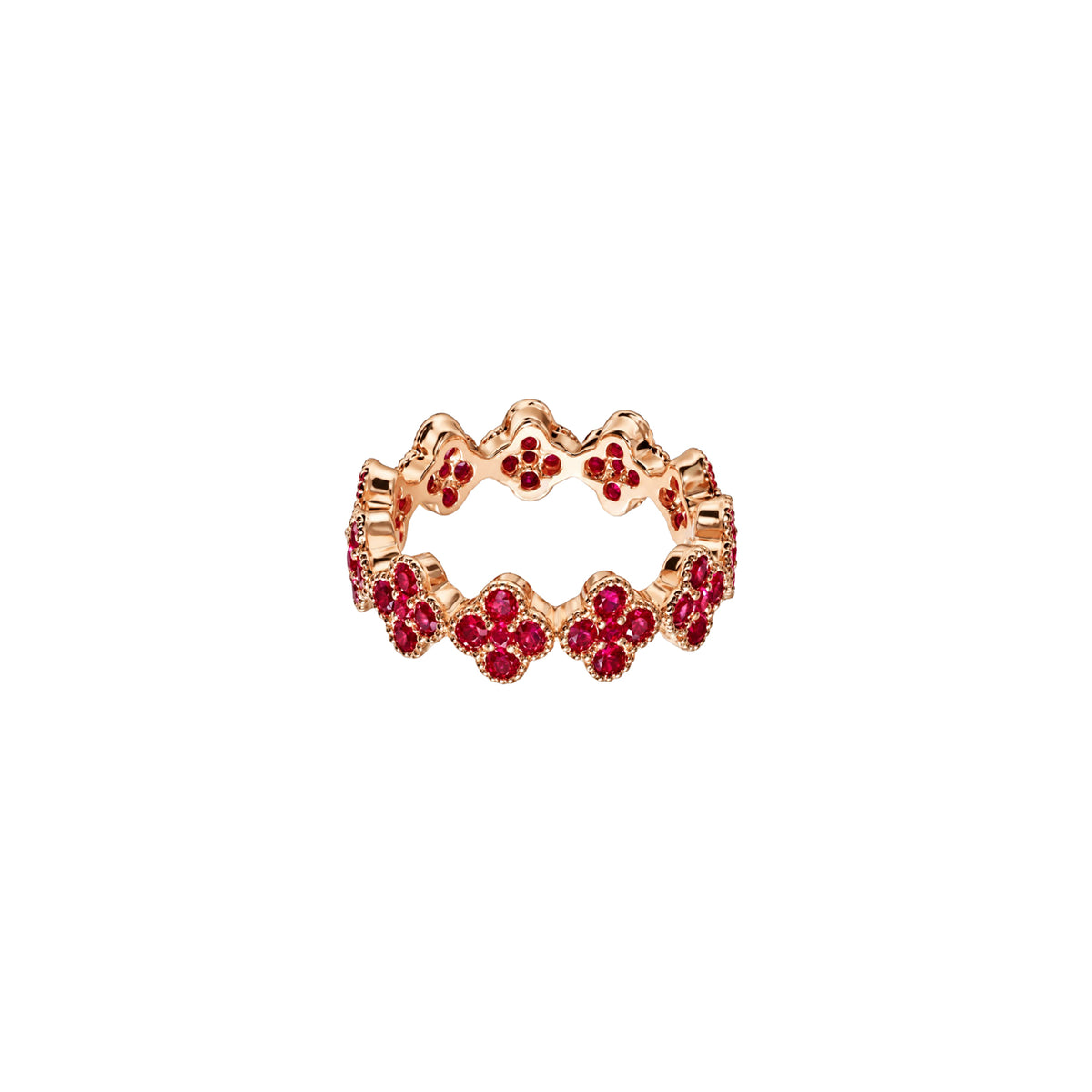 Floral 14K Rose Gold Ruby Eternity Ring