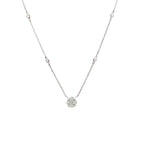 14K White Gold Round Illusion Pendant Necklace