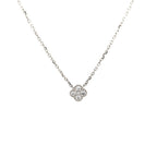 14K White Gold Diamond Clover Cluster Pendant with Milgrain Detailing