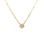 14K Yellow Gold Diamond Clover Cluster Pendant with Milgrain Detailing