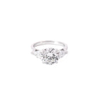 14K White Gold Lab Grown Diamond Ring with Round Brilliant Center Stone and Pear Shaped Side Stones
