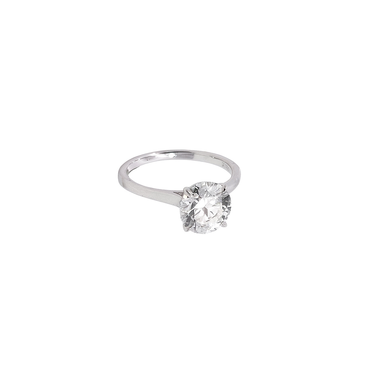 14K White Gold Lab Grown Diamond Solitaire Ring with Claw Prongs and Cathedral Setting