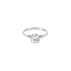 14K White Gold Lab Grown Diamond Solitaire Ring with Claw Prongs and Cathedral Setting
