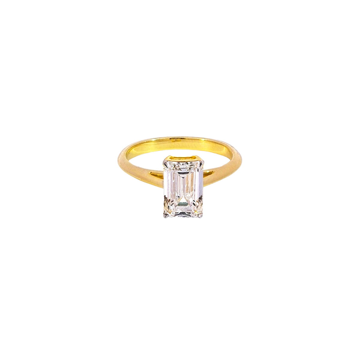 14K Yellow Gold Lab Grown Emerald Cut Diamond Solitaire Ring