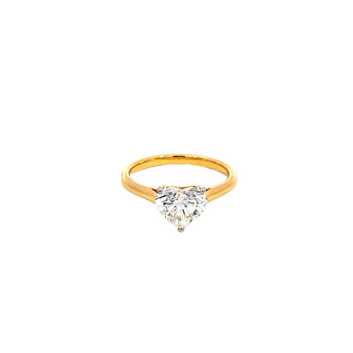14K Yellow Gold Lab Grown Heart Shaped Diamond Solitaire Ring ...