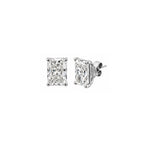 18K White Gold Cornered Rectangular Cut Lab Grown Diamond Stud Earrings with Curved Basket style setting