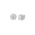 14K White Gold Square Emerald Cut Lab Grown Diamond Stud Earrings with straight prong Basket style setting